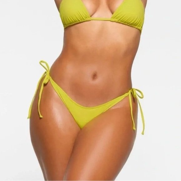 SOLD OUT ~ NEW IN POLY Skims Recycled Swim Dippy Tie Bikini Bottoms~Citrus~Large - Picture 5 of 10